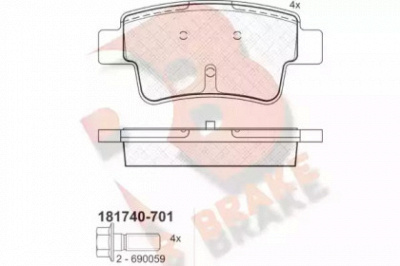 R BRAKE rb1740 -  Комплект тормозных колодок, дисковый тормоз